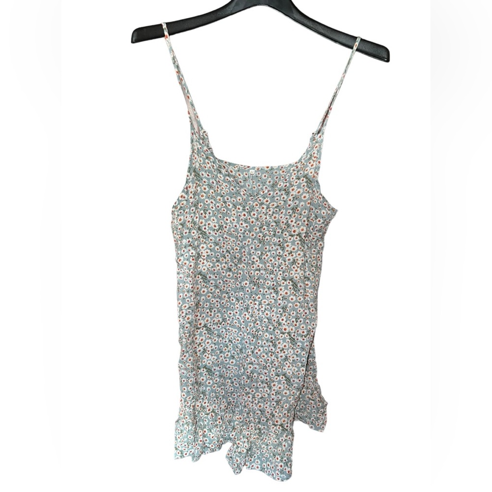 Womens Floral Print Teal Dress Medium